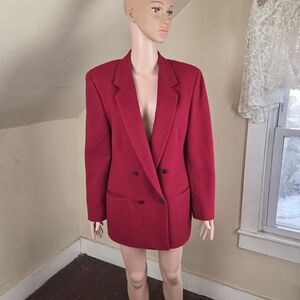 Thos. David Vintage Red Camel Hair Blazer Jacket Size 12 USA Made
